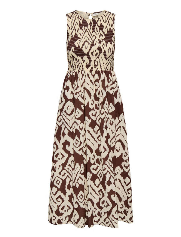 Jdydiego Smock Midi DRess-Brown/Cream Print
