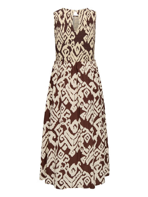 Jdydiego Smock Midi DRess-Brown/Cream Print
