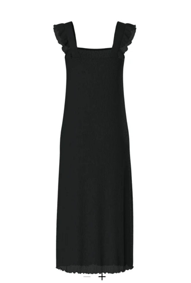 Pcflora Strap Flounce Dress-Black