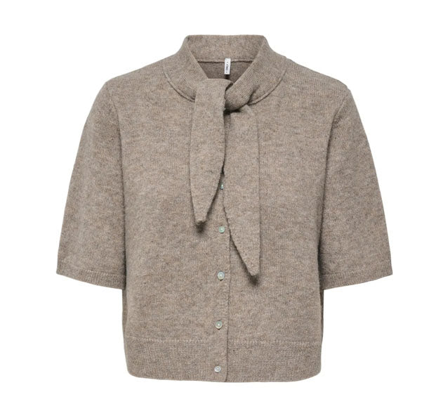 Onllana Scarf Knit Cardigan-Beige