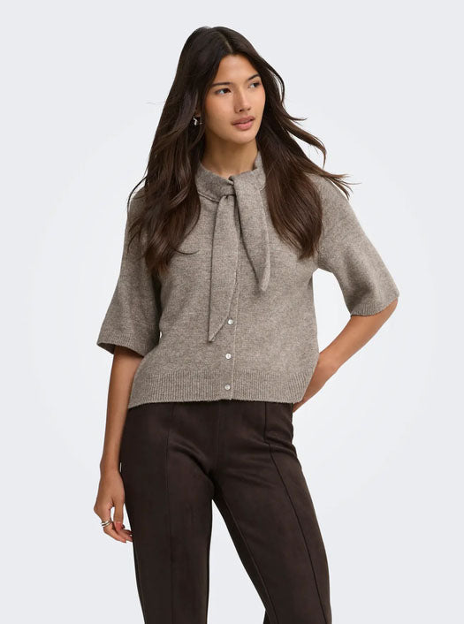 Onllana Scarf Knit Cardigan-Beige