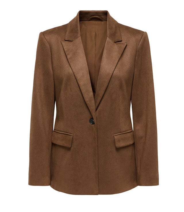 Onladdi Faux Suede Blazer-Tan