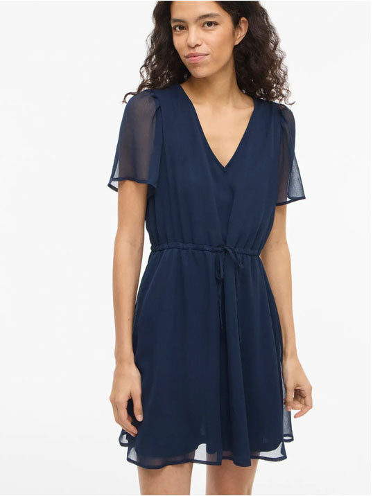 Vifalia V-Neck Short Dress-Navy