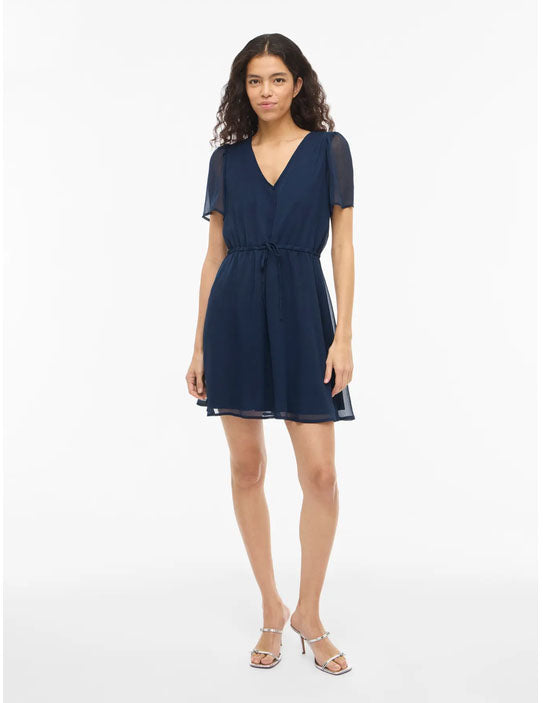 Vifalia V-Neck Short Dress-Navy