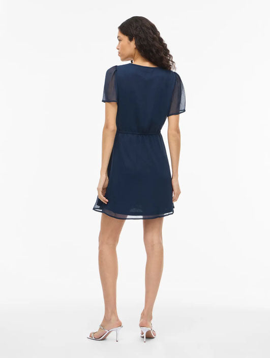 Vifalia V-Neck Short Dress-Navy