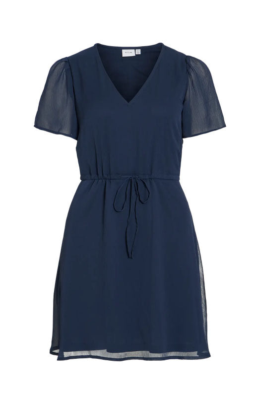 Vifalia V-Neck Short Dress-Navy