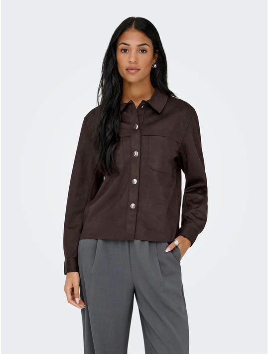 Onlmira Faux Suede Shirt-Coffee Bean
