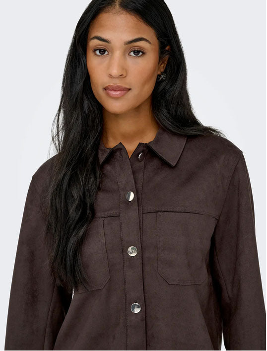 Onlmira Faux Suede Shirt-Coffee Bean