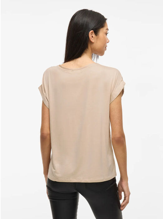 Viellette Short Sleeve Satin Top-Cement