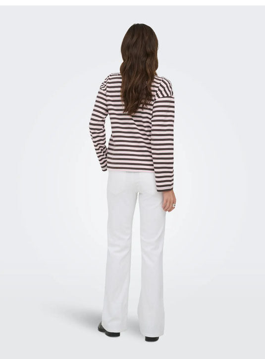 Onlsoph Long Sleeve Top-Brown/Pink/Cream Stripe