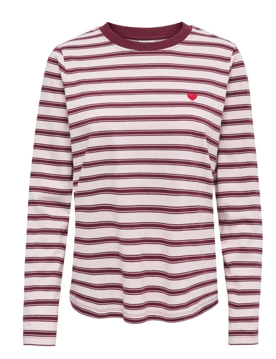 Jdypisa Long Sleeve Stripe Top-Pink/Burgundy