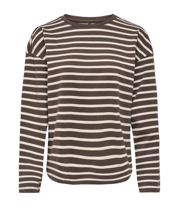 Onlsoph Long Sleeve Stripe Top-Brown/Cream