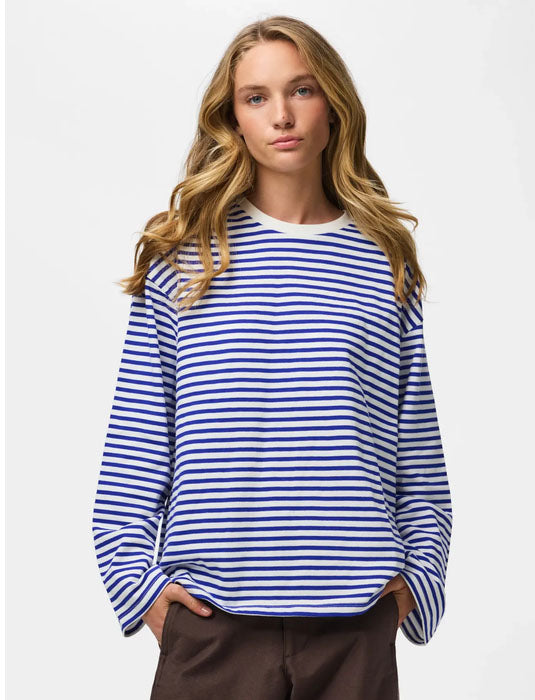 Pcsadie Long Sleeve Top-Blue/White Stripe