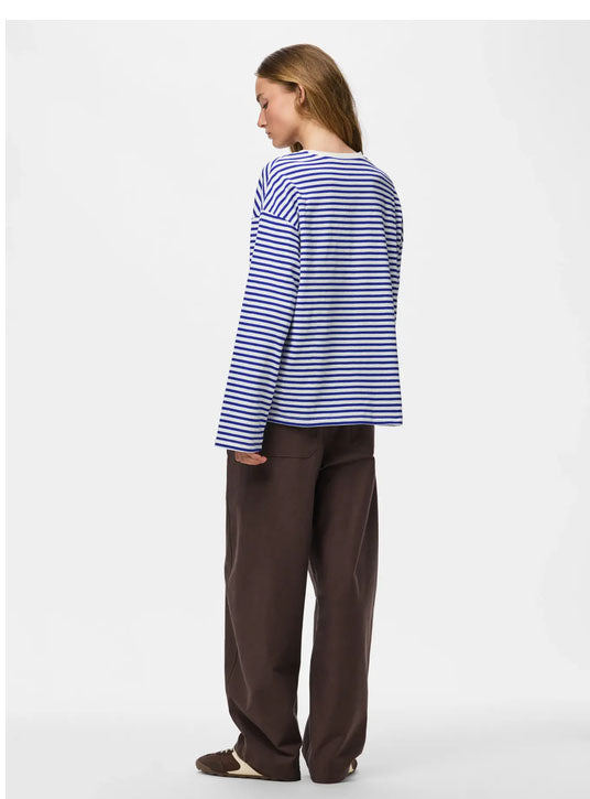 Pcsadie Long Sleeve Top-Blue/White Stripe
