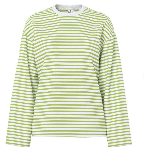 Pcsadie Long Sleeve Top-Green/White