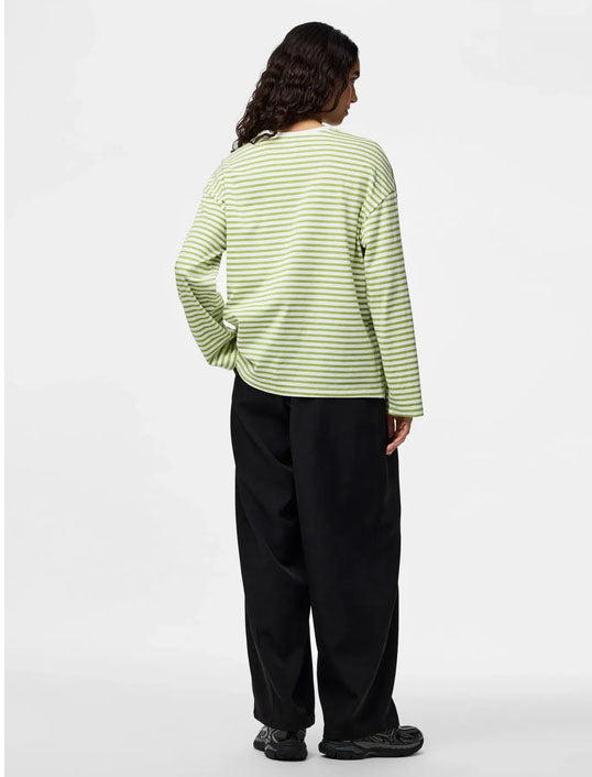 Pcsadie Long Sleeve Top-Green/White