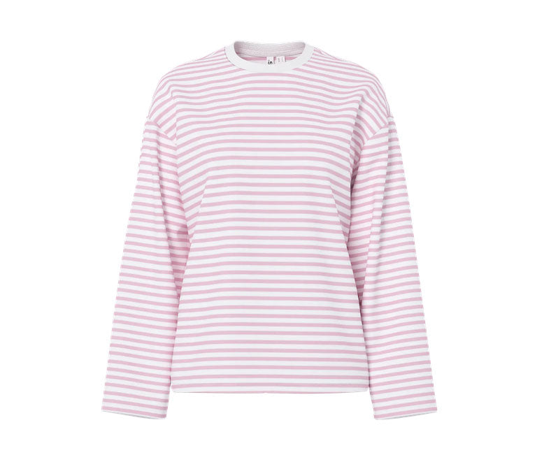 Pcsadie Long Sleeve Top-Pink/Cream Stripe