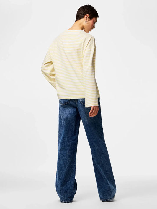 Pcsadie Long Sleeve Top-Yellow/White