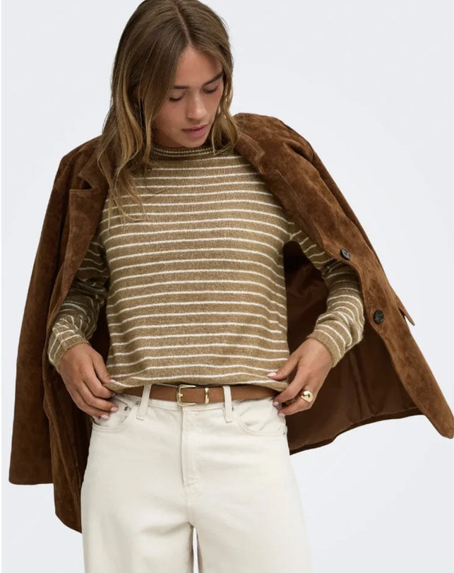 Jdylupi Stripe Knit Sweater-Brown/Cream