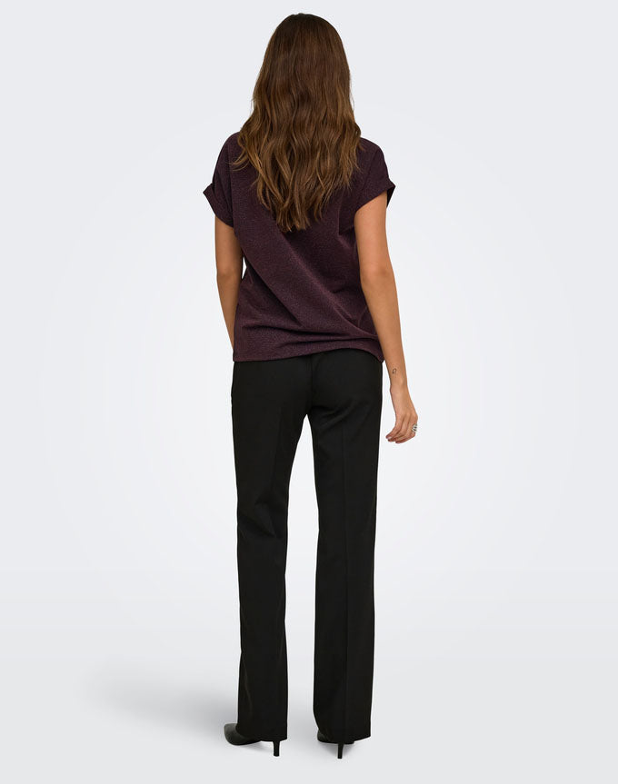 Onlmoster Glitter Top-Burgundy