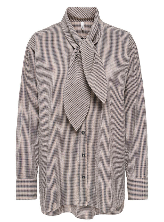 Onlmaya Bow Shirt-Black/Cream Check