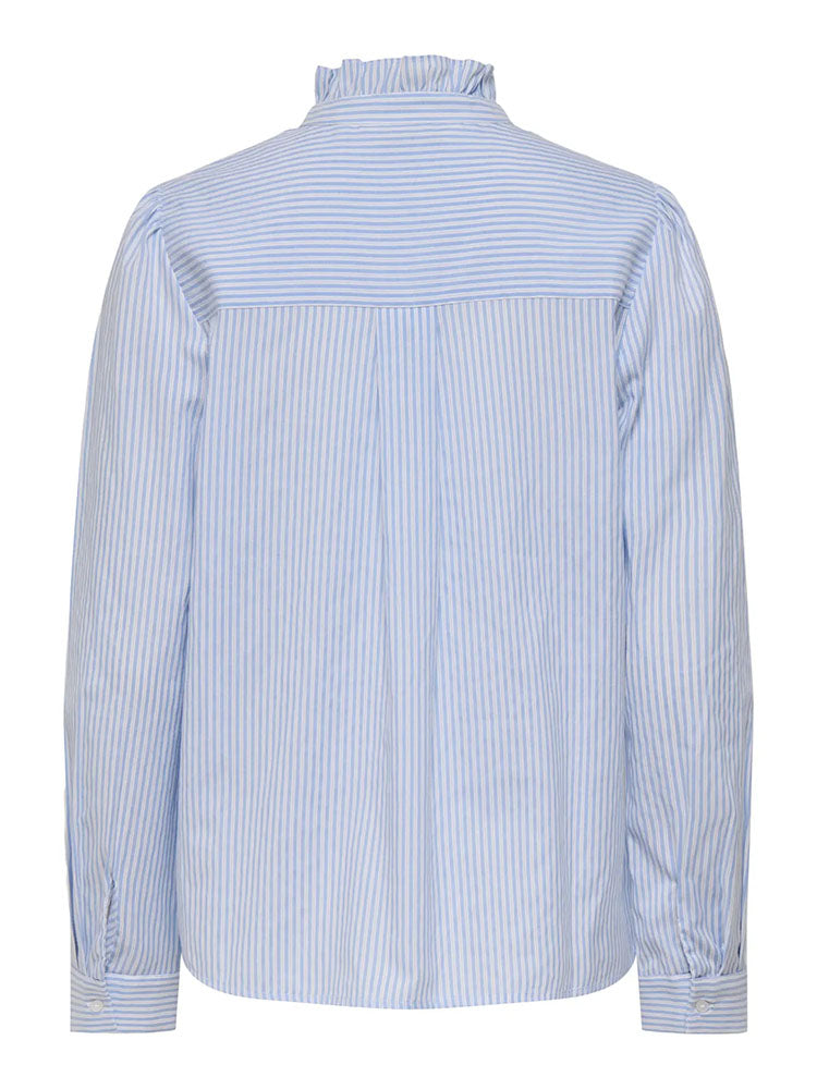 Onlgiada Frill Neck Shirt-Blue/White Stripe