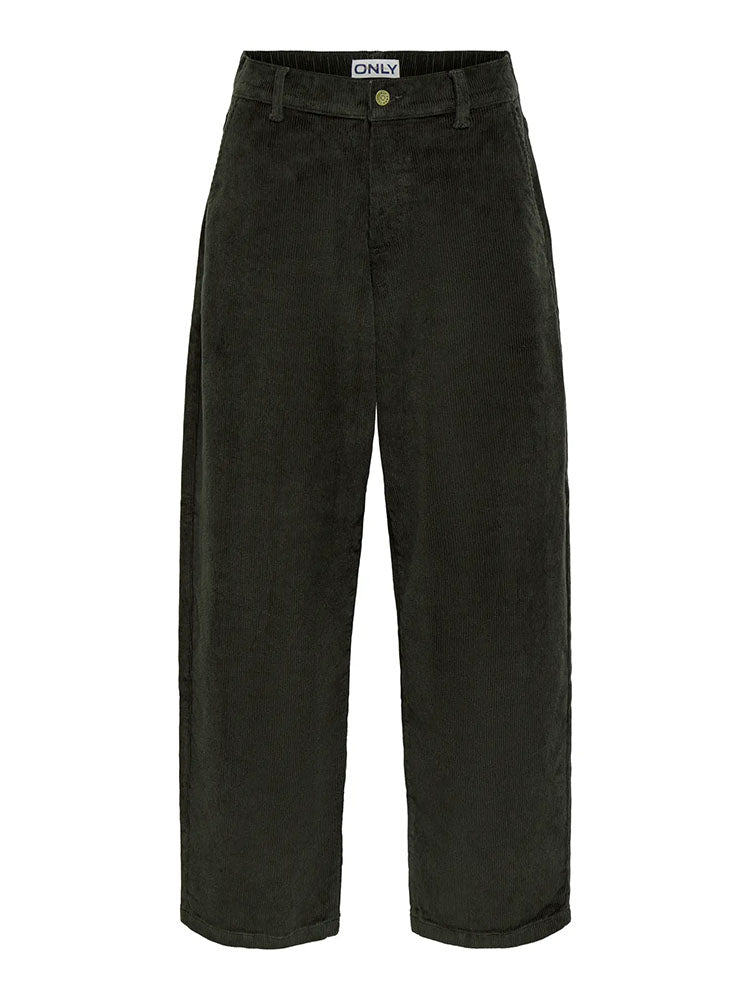 Onlblair-Global Mid Waist Barrel Cord Trousers-Dark Green