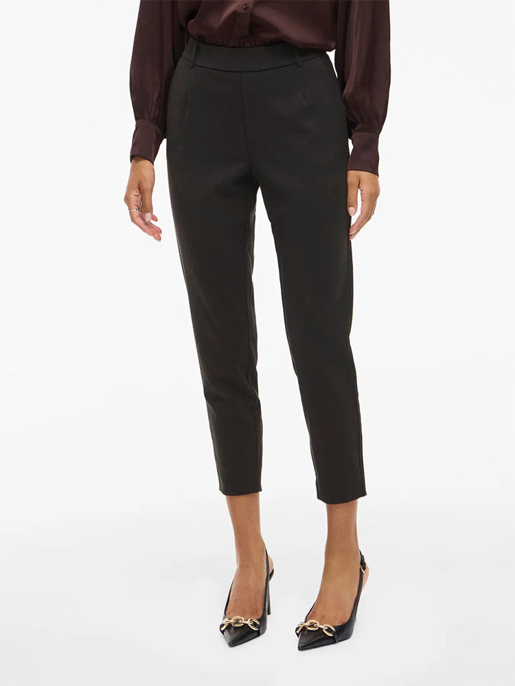 Vivarone High Waist Slim Trousers-Black