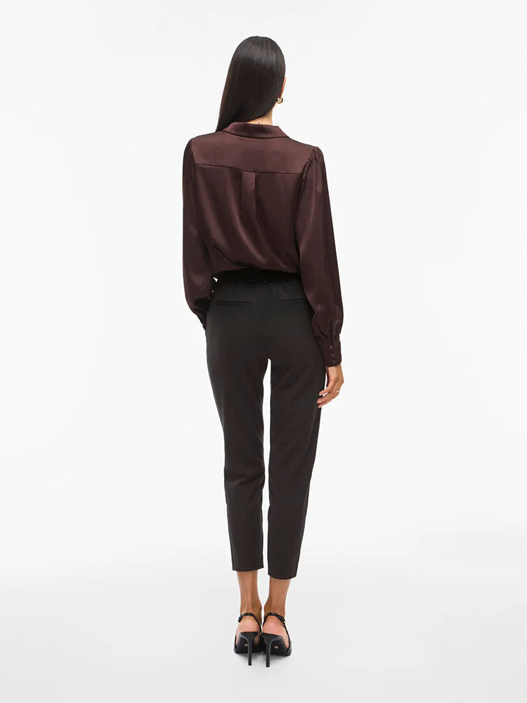 Vivarone High Waist Slim Trousers-Black