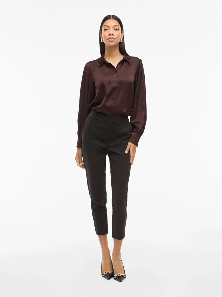 Vivarone High Waist Slim Trousers-Black