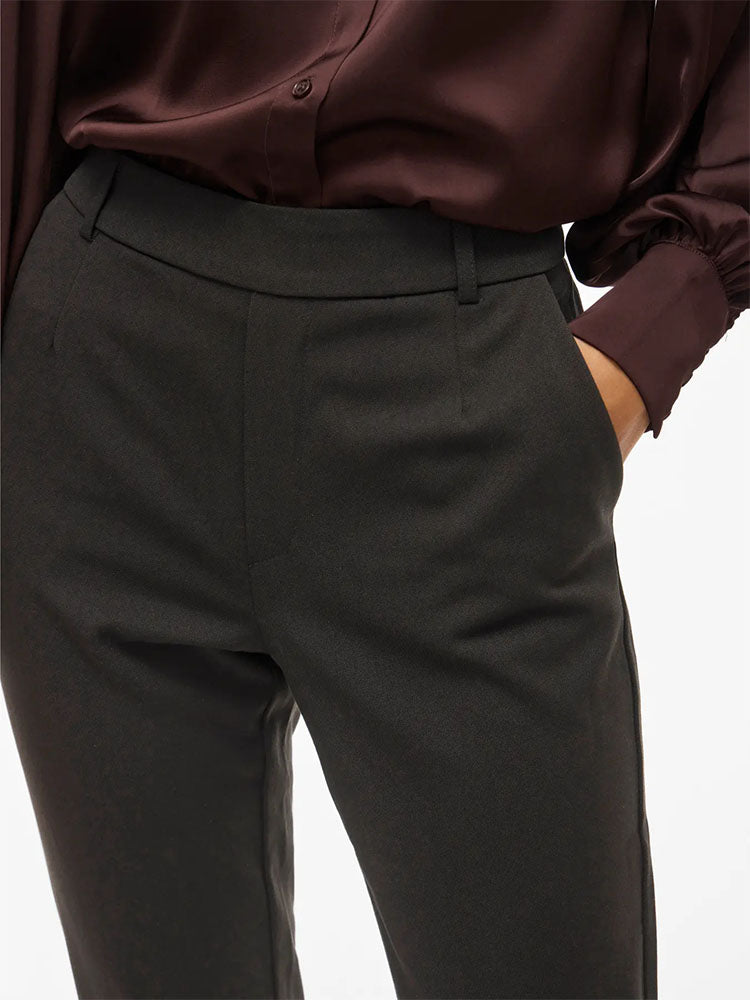 Vivarone High Waist Slim Trousers-Black