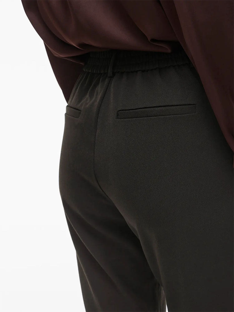 Vivarone High Waist Slim Trousers-Black