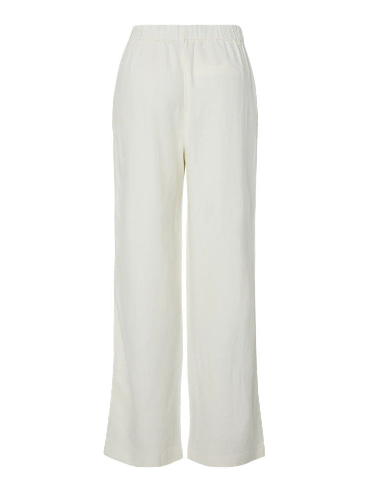 Pcawace High Waist Linen Blend Trousers- White