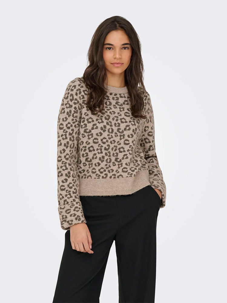 Onllina Leopard Print Knit Sweater