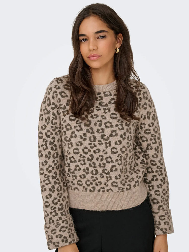 Onllina Leopard Print Knit Sweater