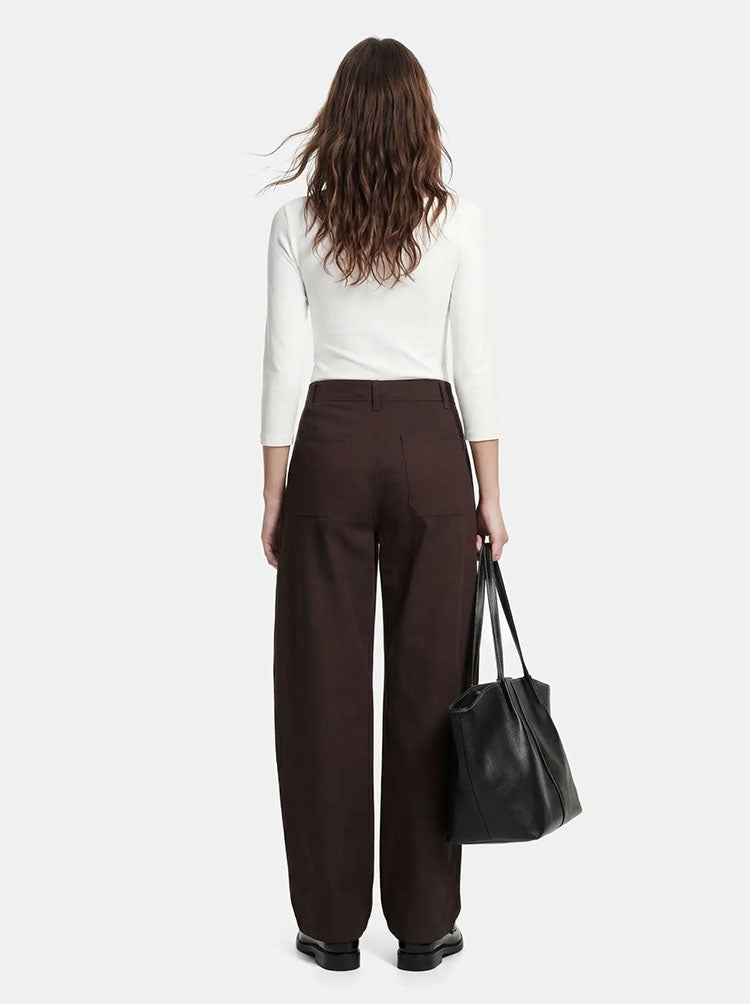Pcrikke High Waist Barrel Trousers-Fudge