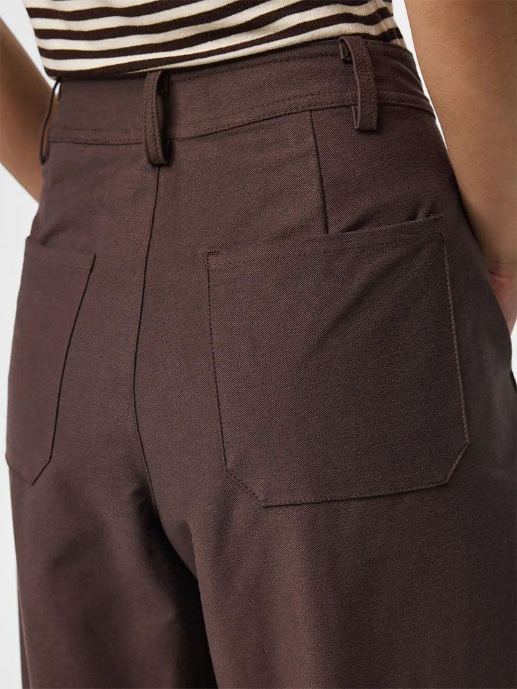 Pcrikke High Waist Barrel Trousers-Fudge