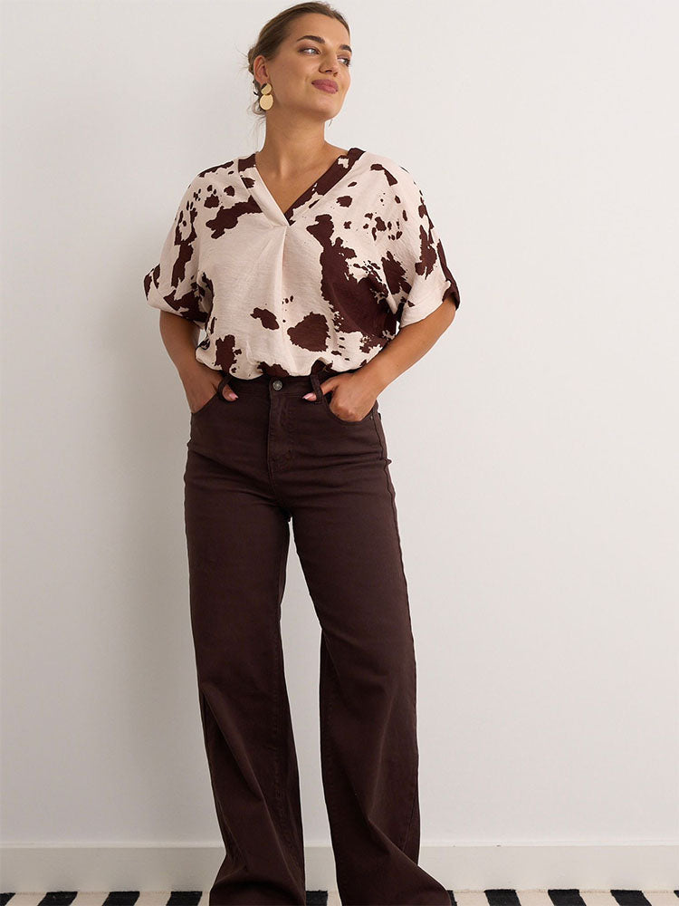 Brown Highwaist Bootcut Denim Jeans