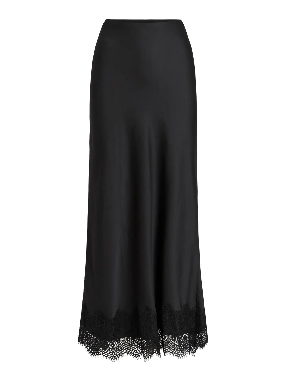 viellette lace detail midi skirt-black