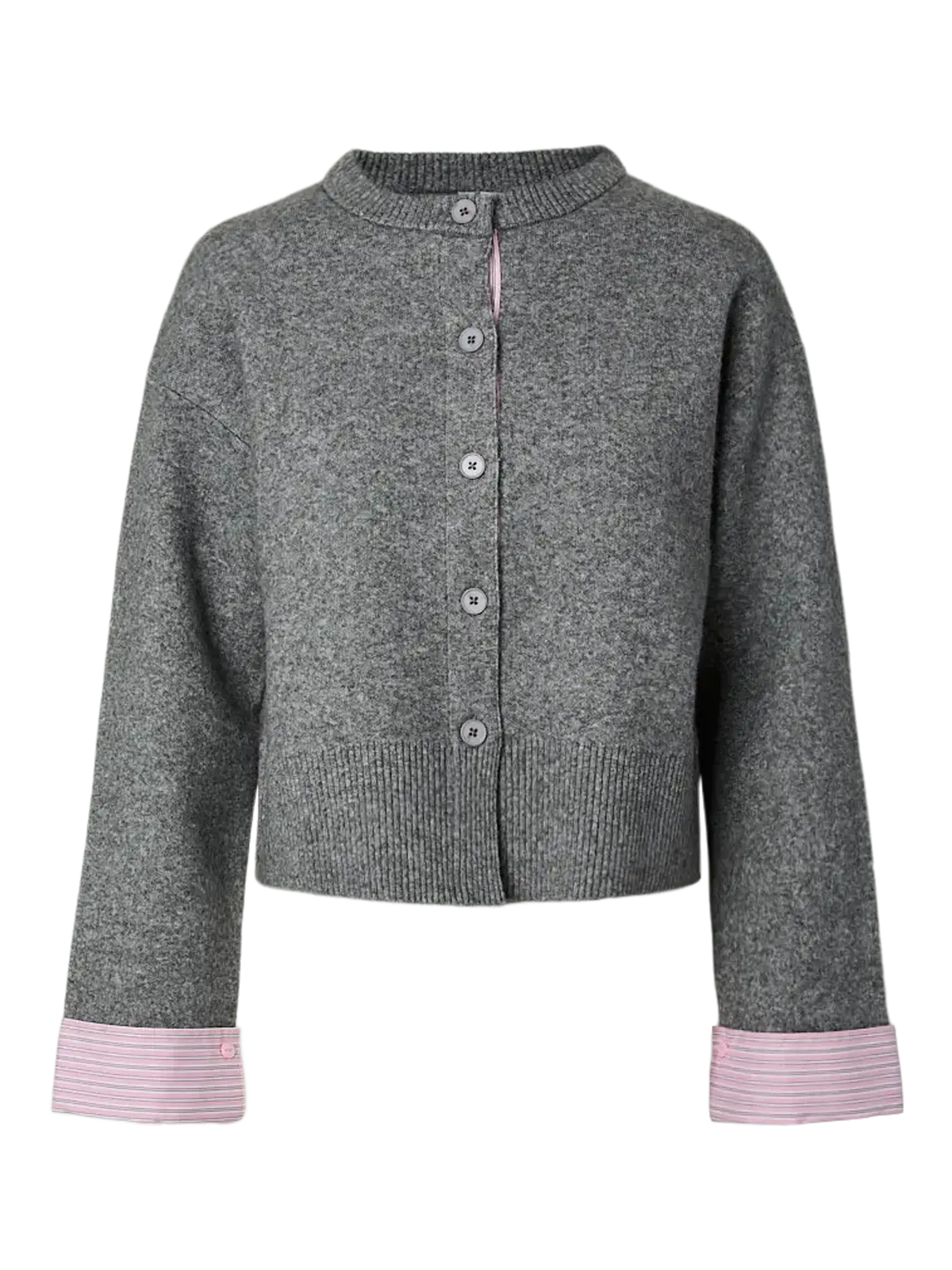 Pceri Cardigan- Grey/Pink Knit