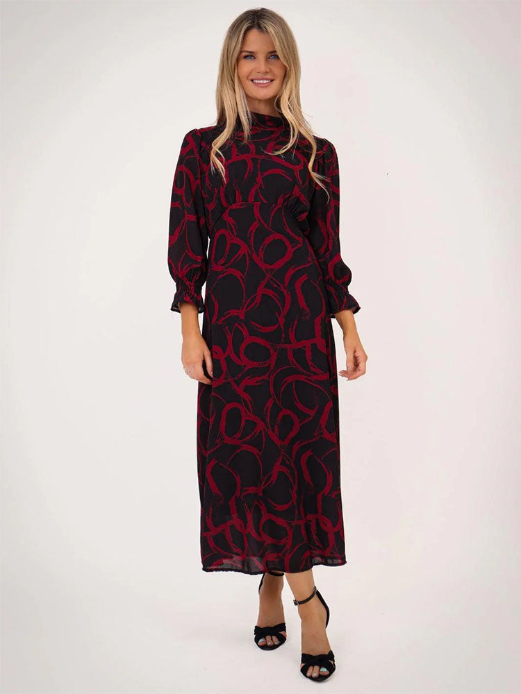 Kate &amp; Pippa Simona Midi Dress In Black / Red