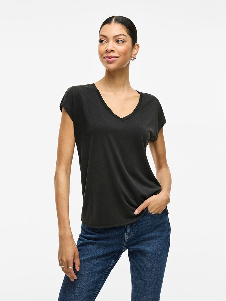Vimodala V Neck T-Shirt-Black