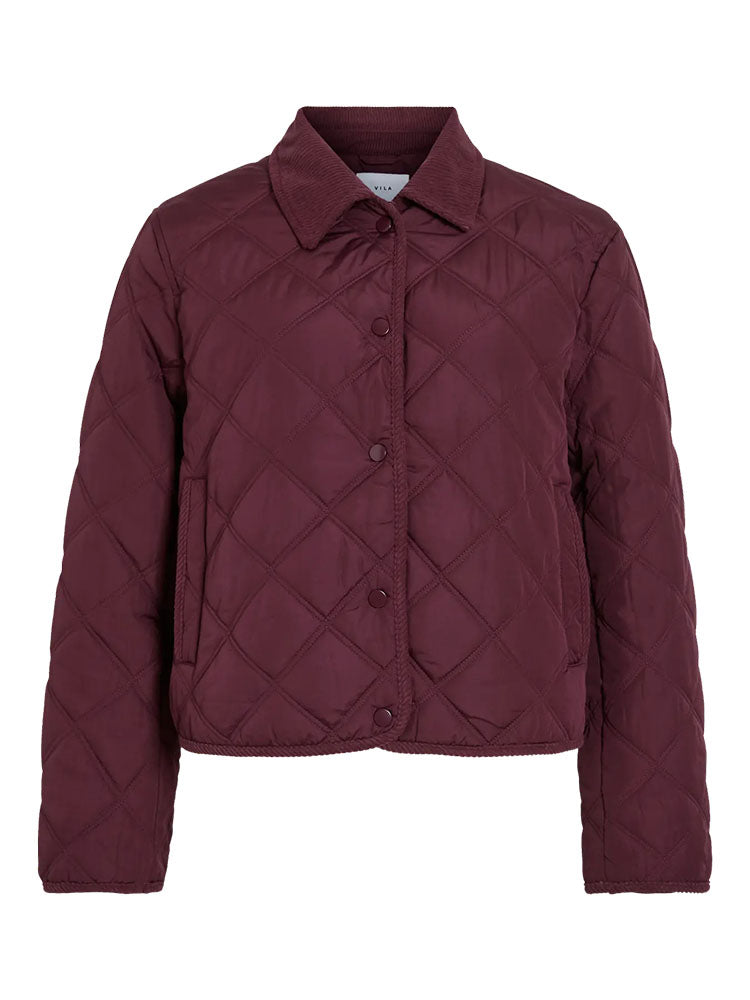 Viqula Corduroy Quilted Short Jacket-Burgundy