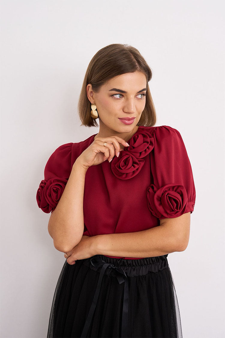 Flower Top-Burgundy