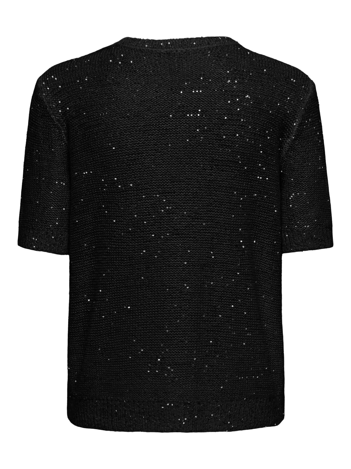onlabby sequin knit short sleeve top- black