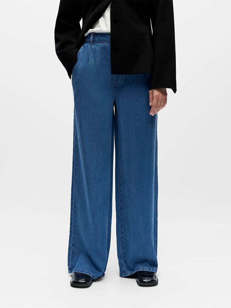 Objframe Lisa Wide Mid Waist -Medium Blue Denim