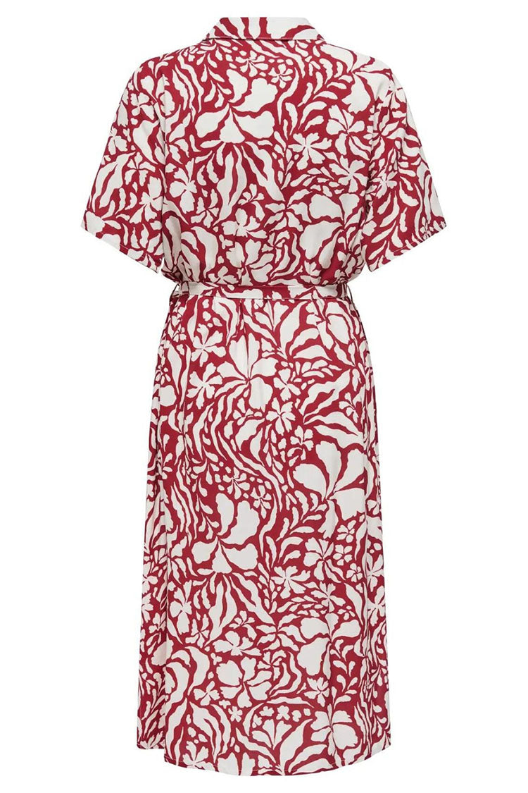 Onlyasmin Shirt Dress-Cream/Merlot Print