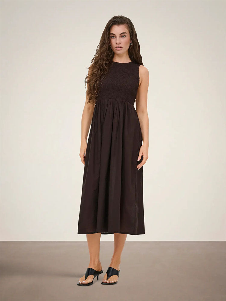 Jdydiego Smock Midi Dress-Chocolate