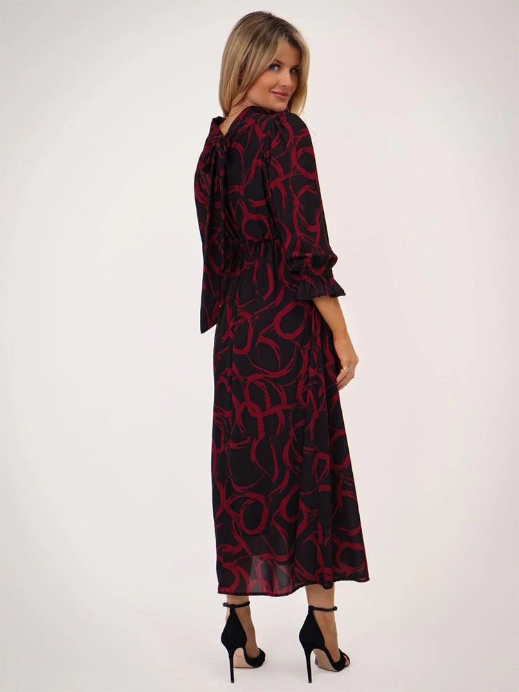 Kate &amp; Pippa Simona Midi Dress In Black / Red