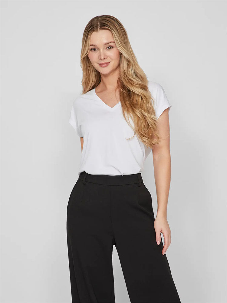 Vimodala V Neck White T-Shirt